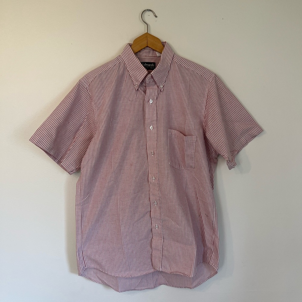Edwards striped short sleeve button down | Size: 16, M | Good Condition!